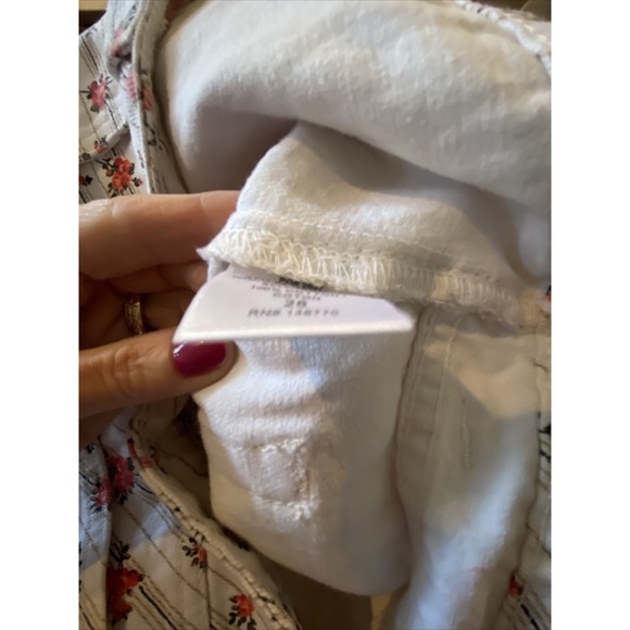 $300 REDONE Levi’s White Denim Raw Hem Jean button Fly Mini Skirt Floral 28 USA - Picture 9 of 11